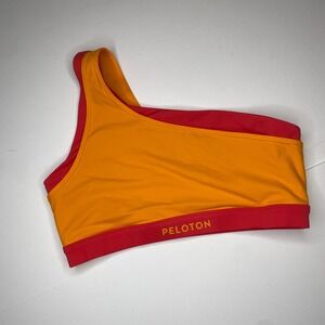Peloton One Shoulder Sports Bra Tank Top Orange Red XL Athletic Workout